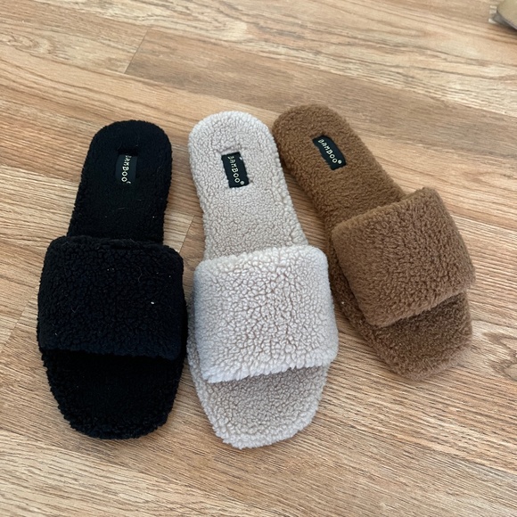 Brown Teddy Slide Comfortable Slippers - Picture 3 of 5